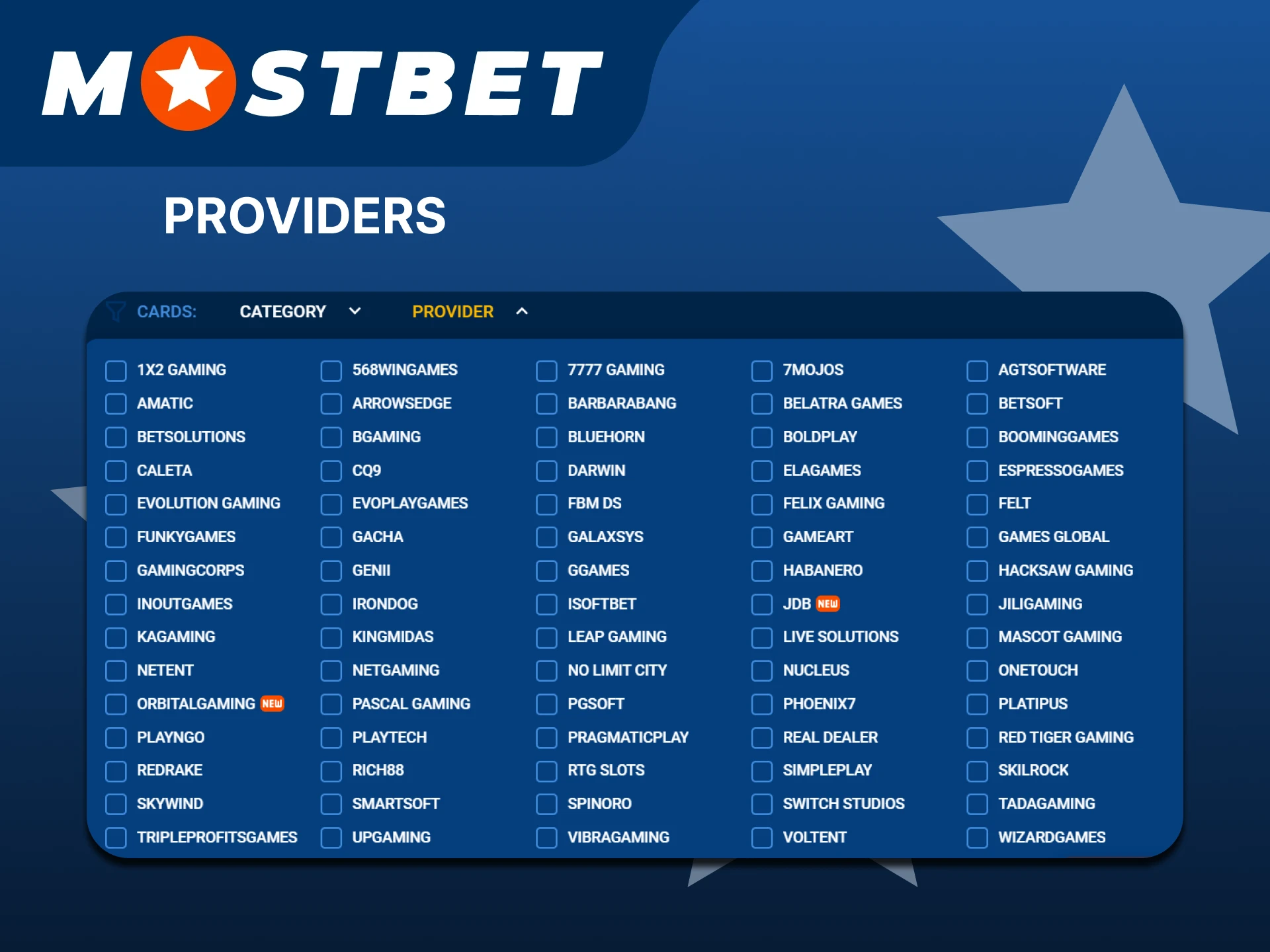 See the providers of card games at Mostbet.