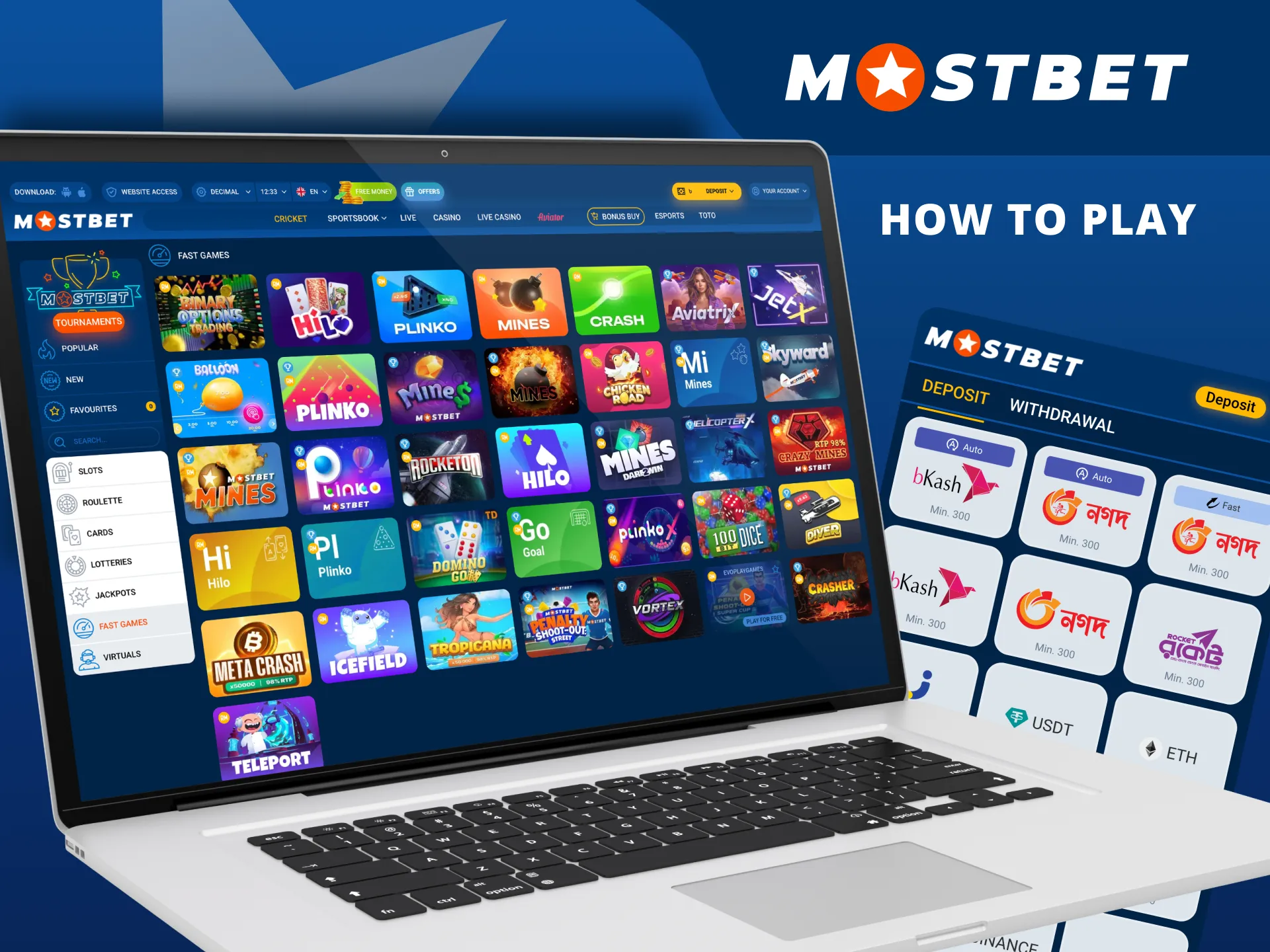 Dive into fast games at Mostbet: register, deposit, pick a game, and start betting in no time.
